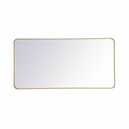 LIVING DISTRICT 30 x 60 in. Soft Corner Metal Rectangular Mirror, Brass MR803060BR